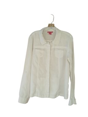 Sunny Leigh White Button Down Linen Shirt XL